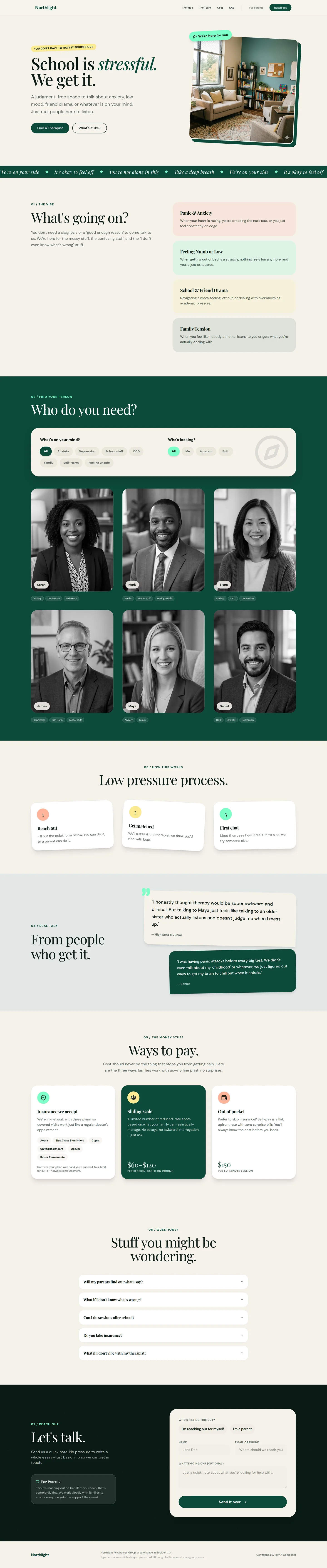 Teen-focused group therapy practice website built by Smart Web Services